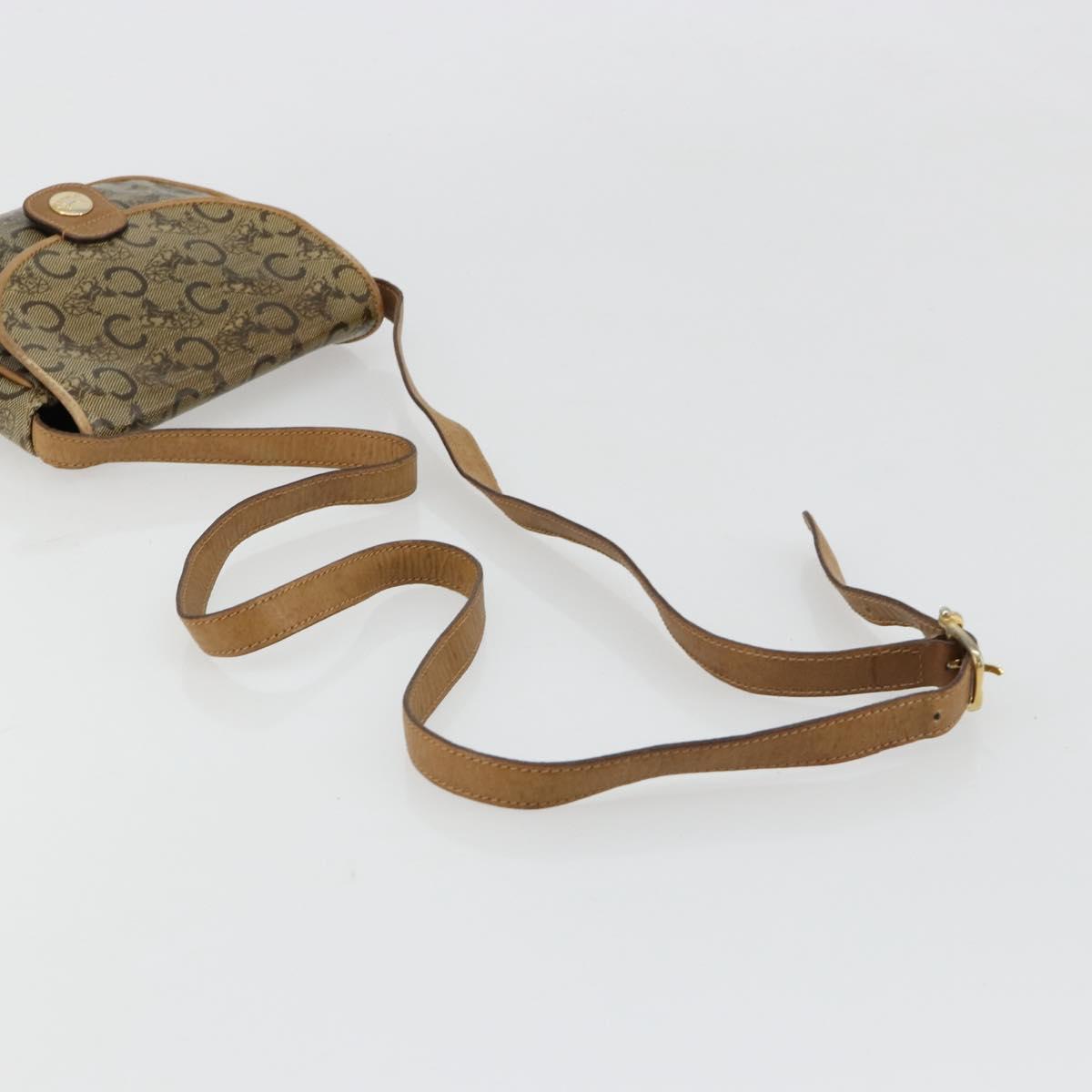 CELINE C Sulky Shoulder Bag PVC Beige Gold Auth BA13337