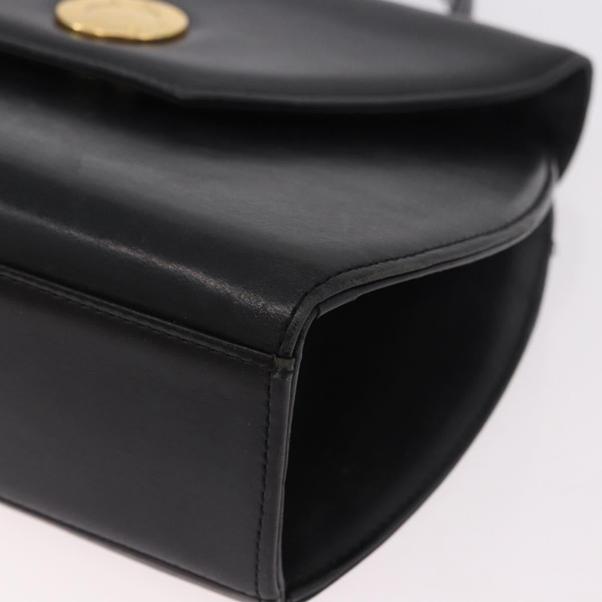 GIVENCHY Hand Bag Leather Black Gold Auth BA13338
