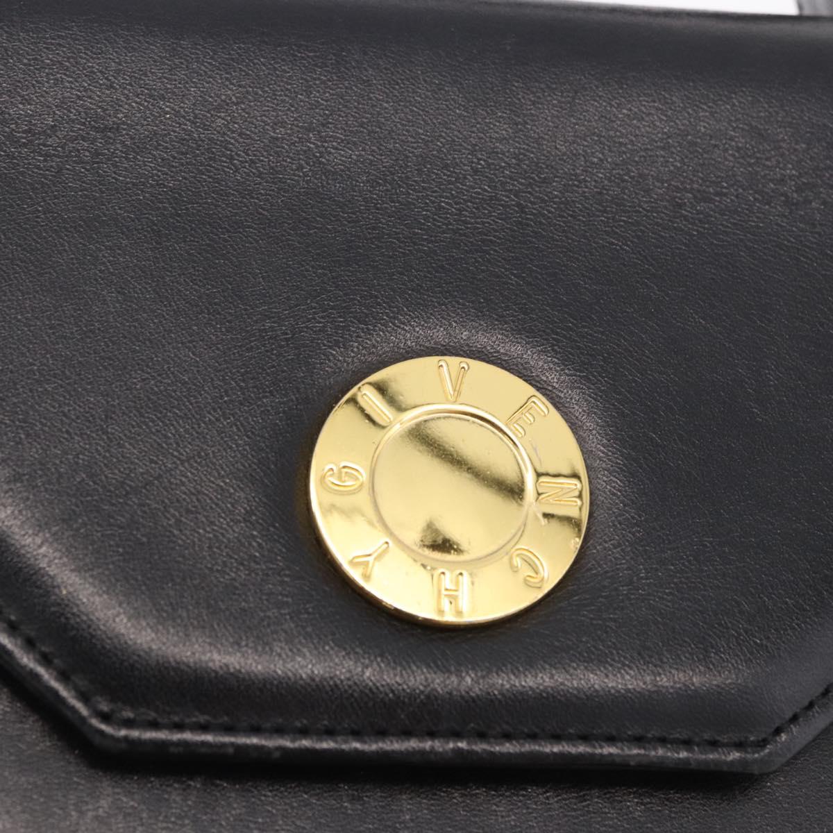 GIVENCHY Hand Bag Leather Black Gold Auth BA13338
