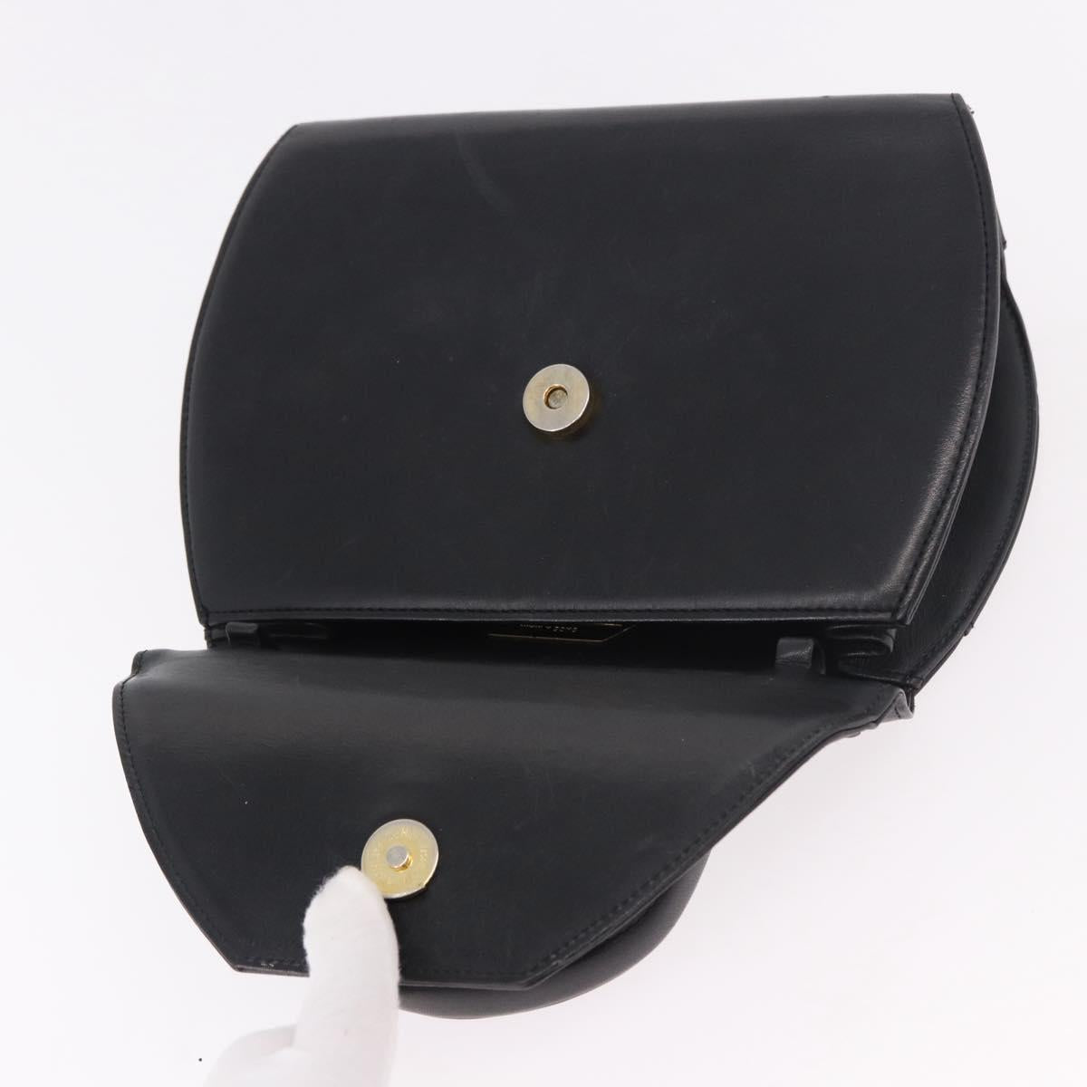 GIVENCHY Hand Bag Leather Black Gold Auth BA13338