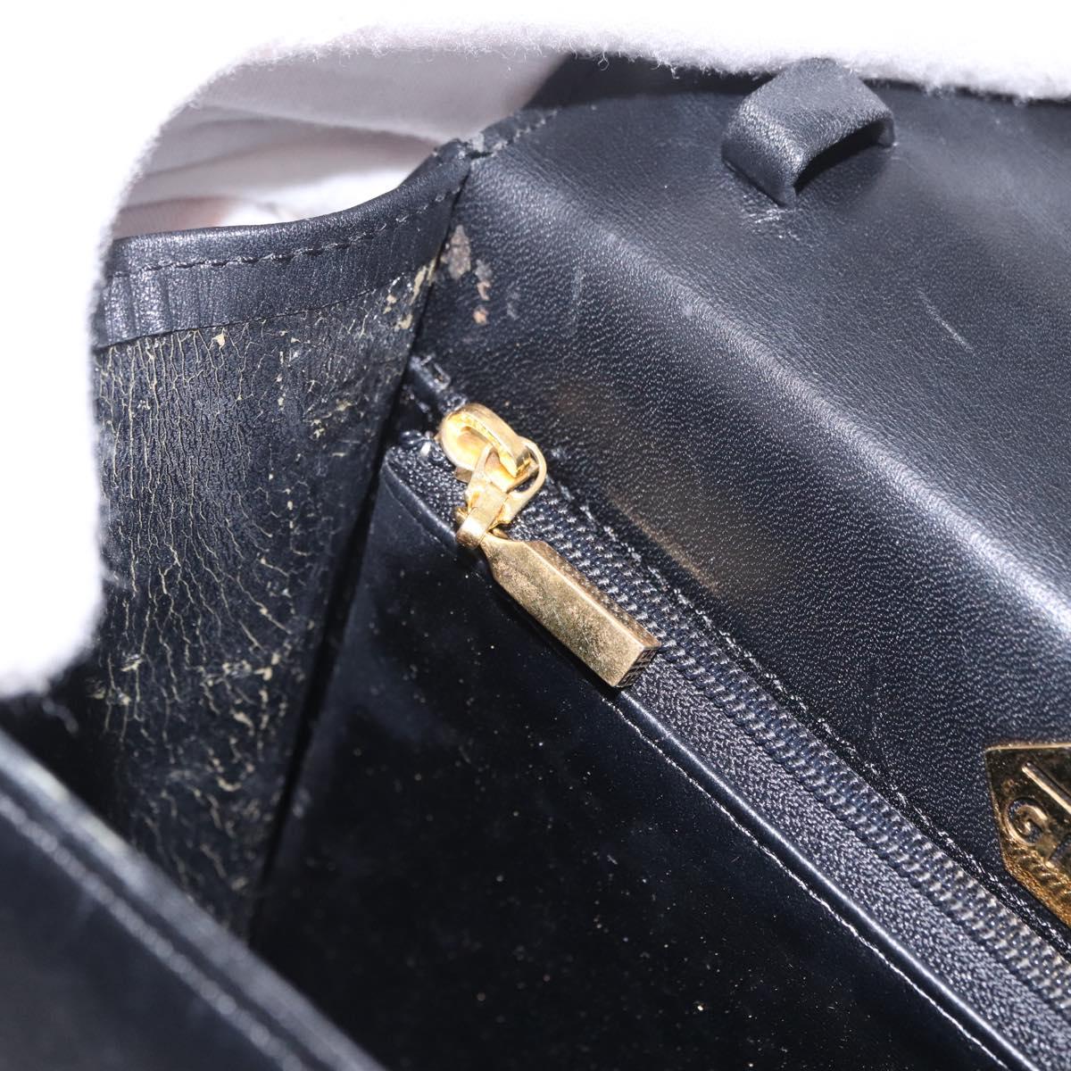 GIVENCHY Hand Bag Leather Black Gold Auth BA13338