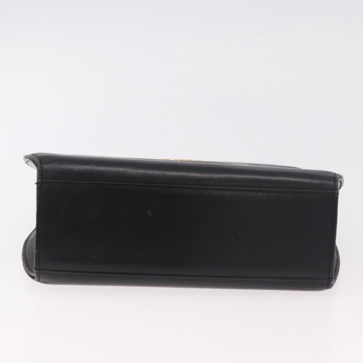 GIVENCHY Hand Bag Leather Black Gold Auth BA13338