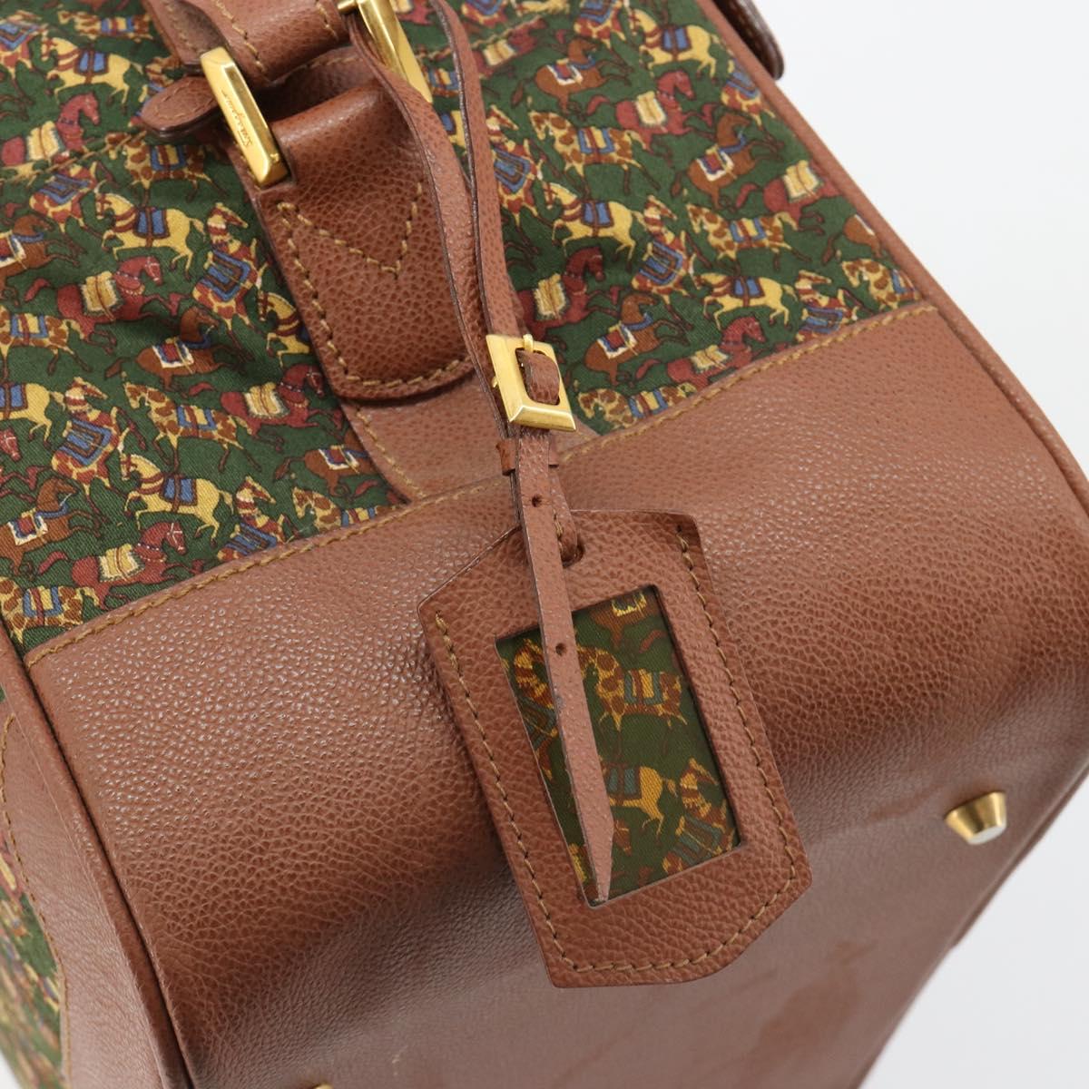 Salvatore Ferragamo Shoulder Bag Canvas Green Gold Auth BA13340A