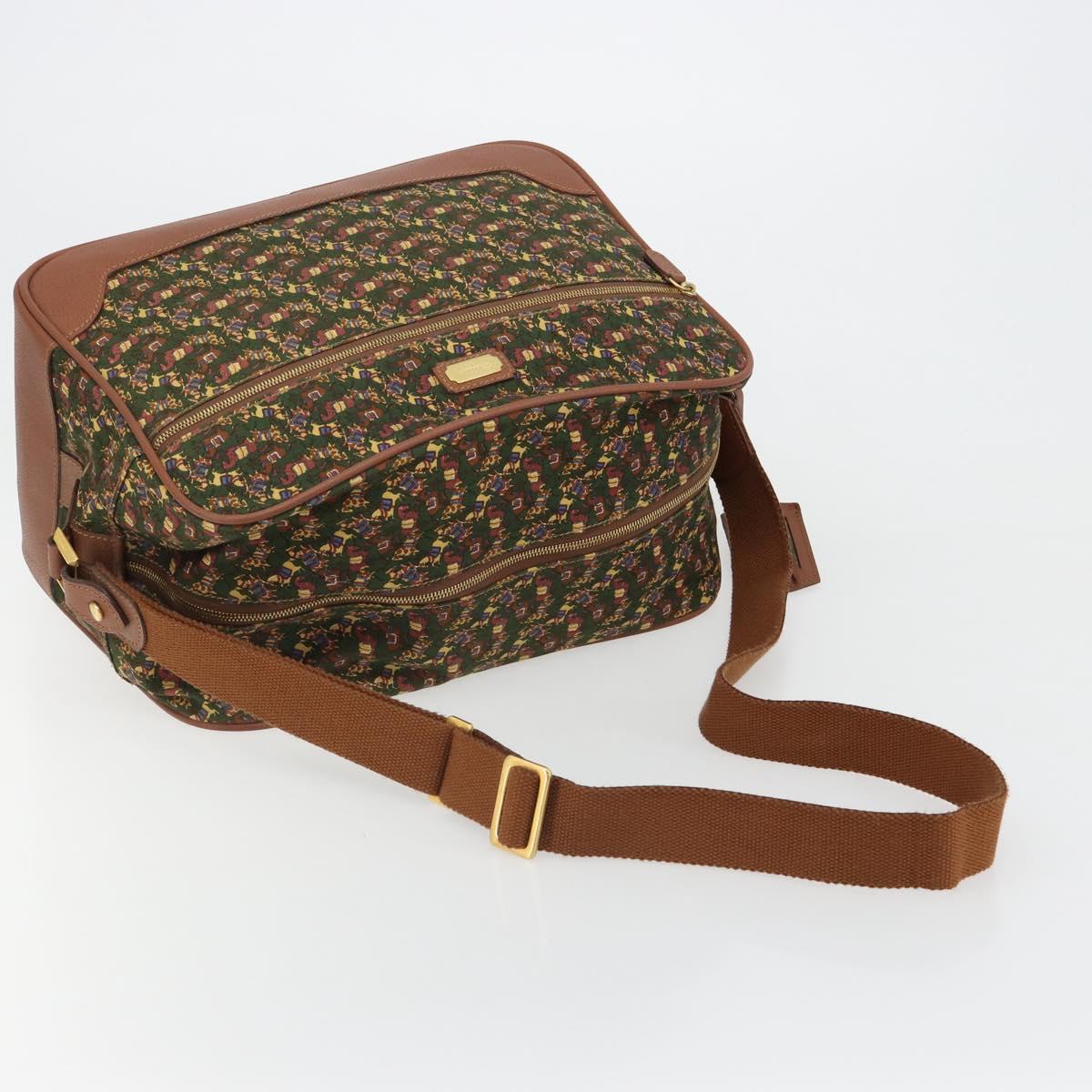 Salvatore Ferragamo Shoulder Bag Canvas Green Gold Auth BA13340A