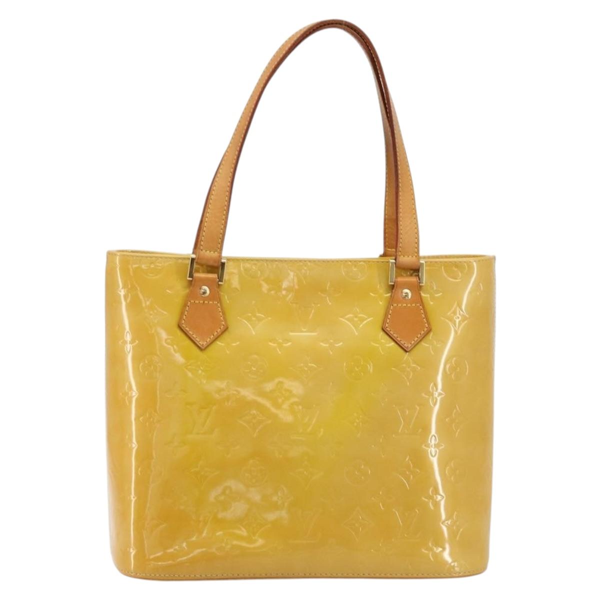 LOUIS VUITTON Monogram Vernis Houston Hand Bag Beige M91004 LV Auth BA13342