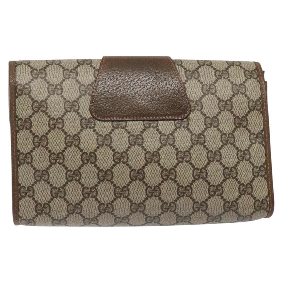 GUCCI GG Supreme Web Sherry Line Bag PVC Leather Beige 89 01 030 Auth BA1335