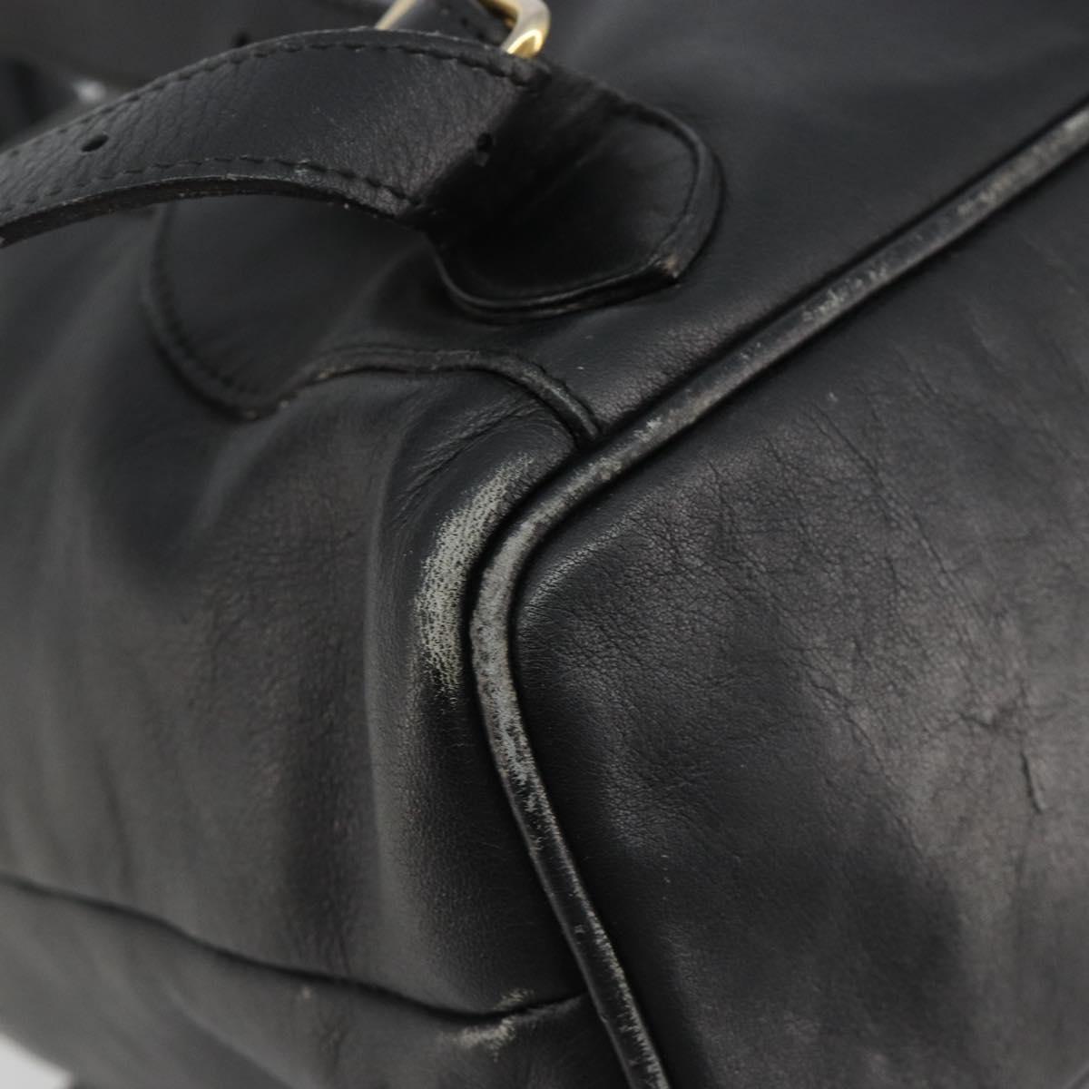 GUCCI Bamboo Backpack Leather Black Gold 003 2058 0016 Auth BA13350