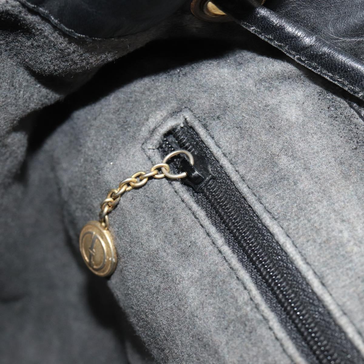 GUCCI Bamboo Backpack Leather Black Gold 003 2058 0016 Auth BA13350
