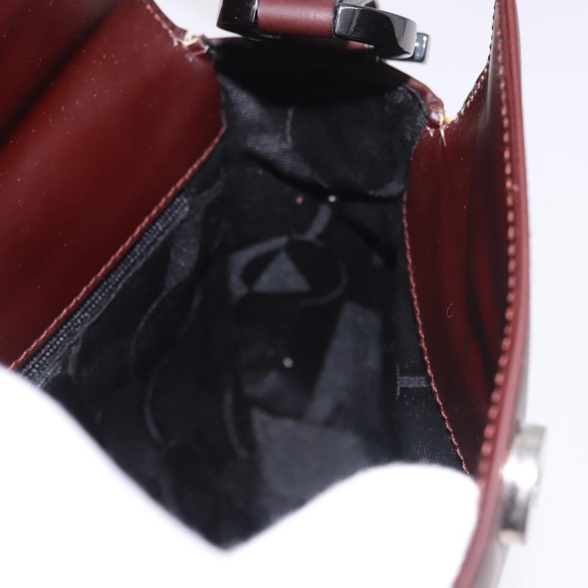 Salvatore Ferragamo Gancini Shoulder Bag Leather Bordeaux Silver Auth BA13351A