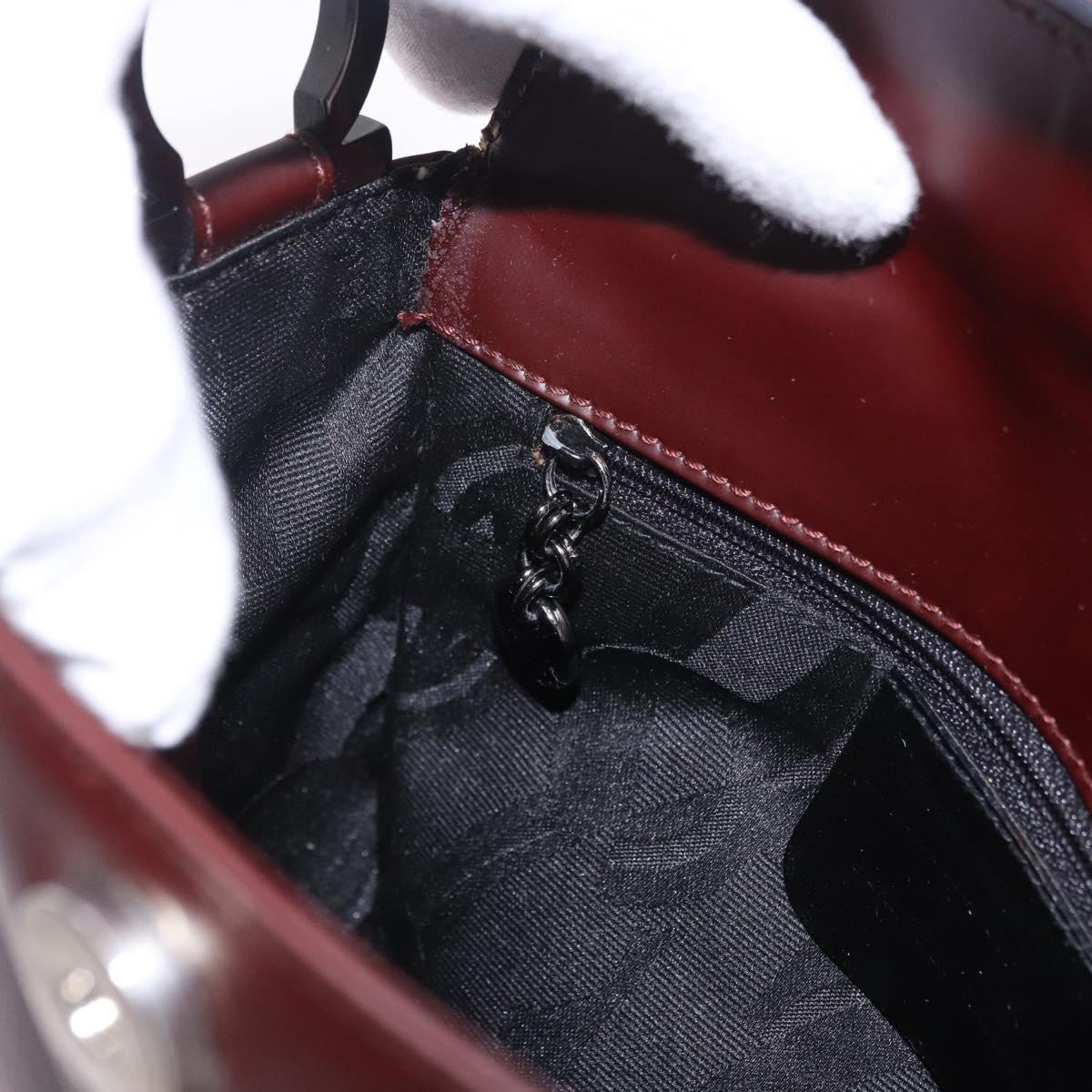 Salvatore Ferragamo Gancini Shoulder Bag Leather Bordeaux Silver Auth BA13351A
