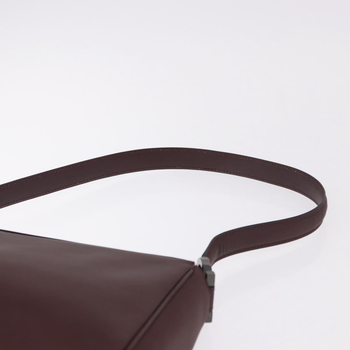Salvatore Ferragamo Gancini Shoulder Bag Leather Bordeaux Silver Auth BA13351A