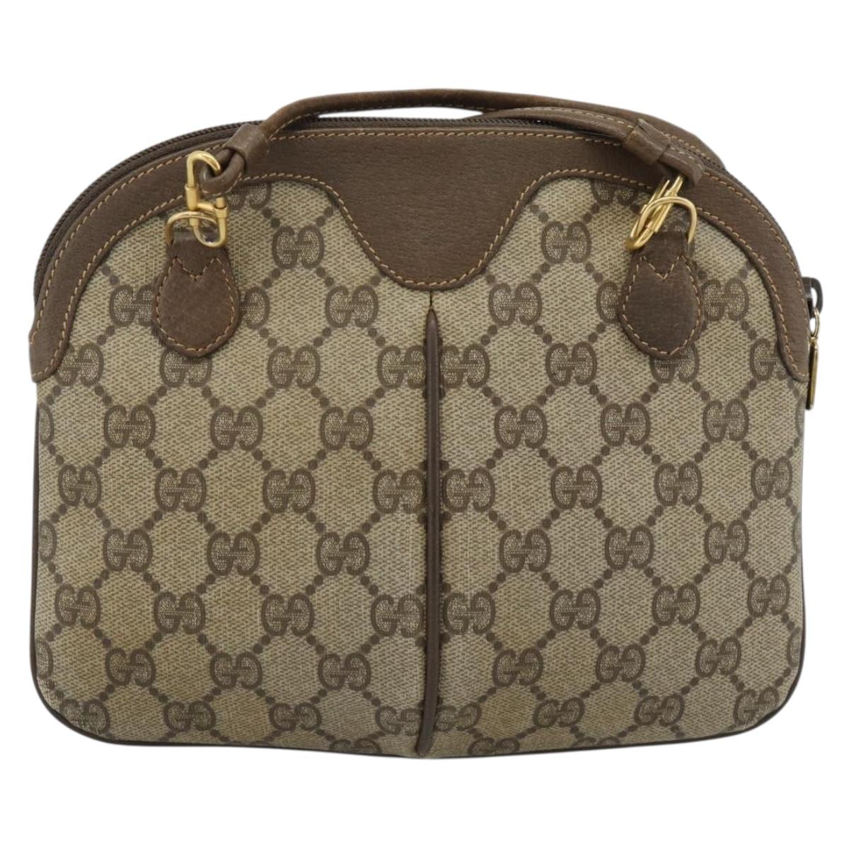 GUCCI GG Supreme Web Sherry Line Bag PVC Beige Gold 904 02 047 Auth BA13353