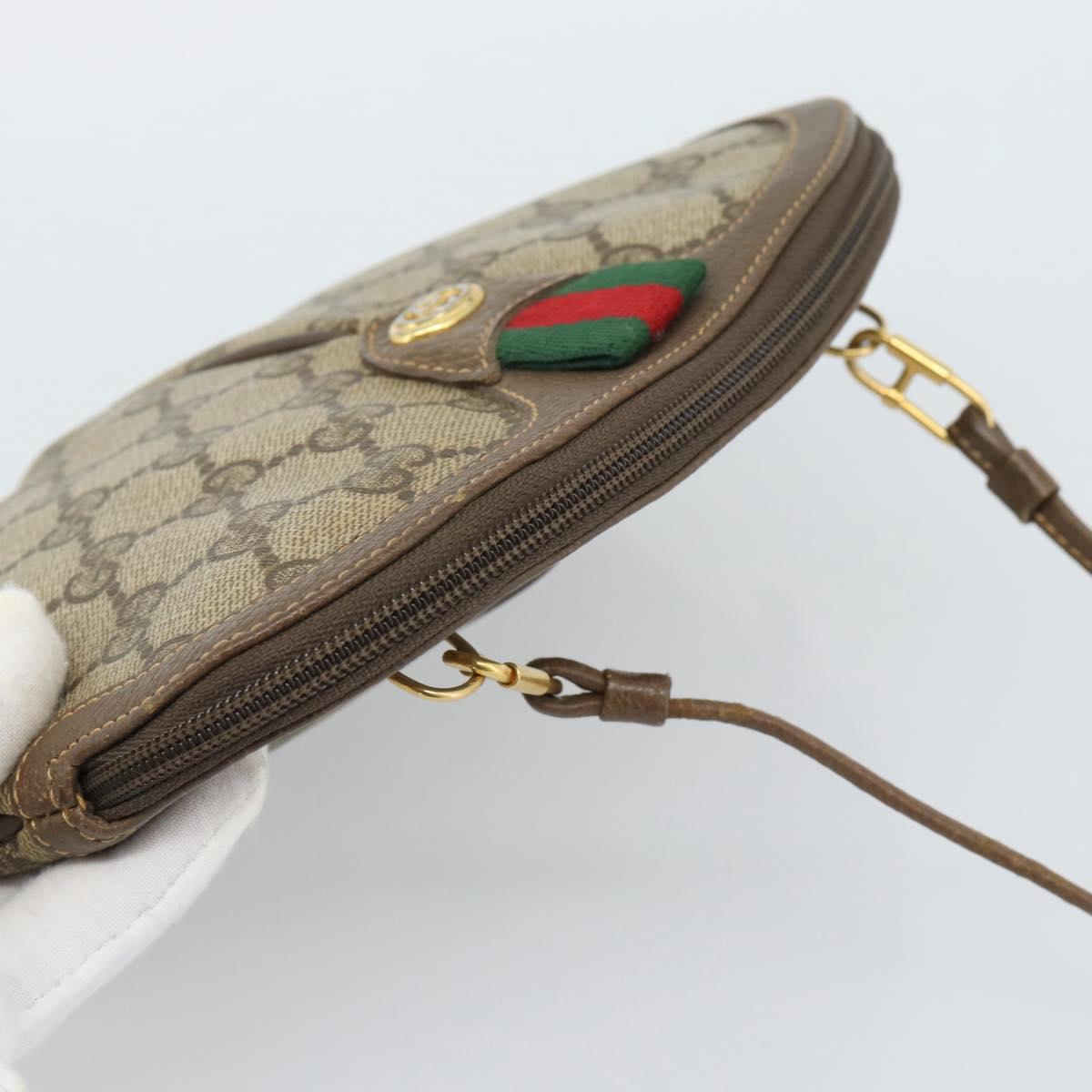 GUCCI GG Supreme Web Sherry Line Bag PVC Beige Gold 904 02 047 Auth BA13353