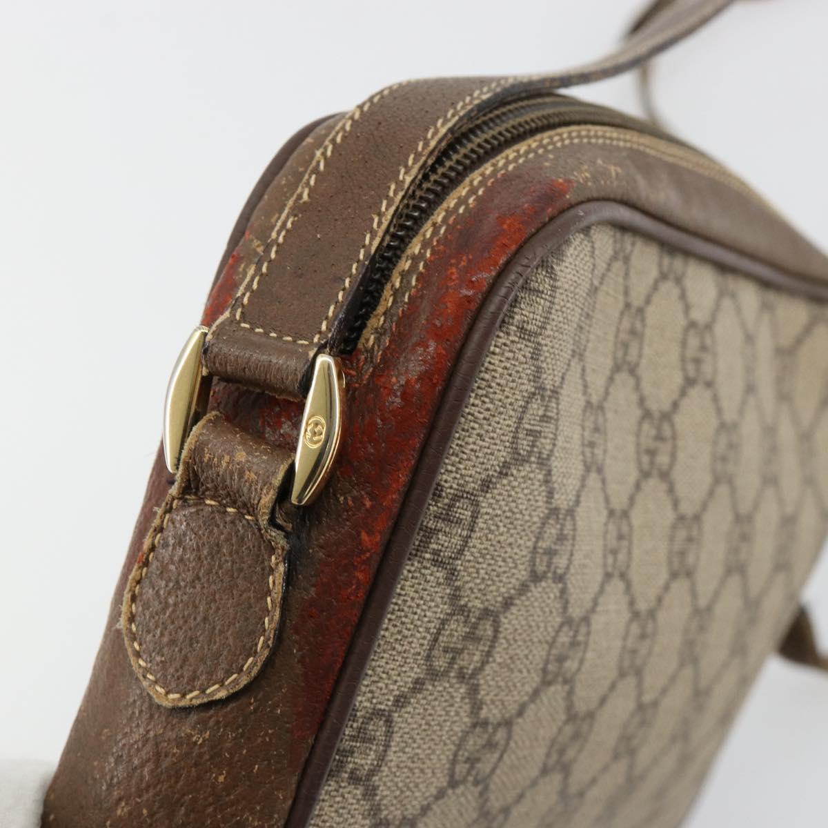 GUCCI GG Supreme Shoulder Bag PVC Beige Gold 001 58 6594 Auth BA13354