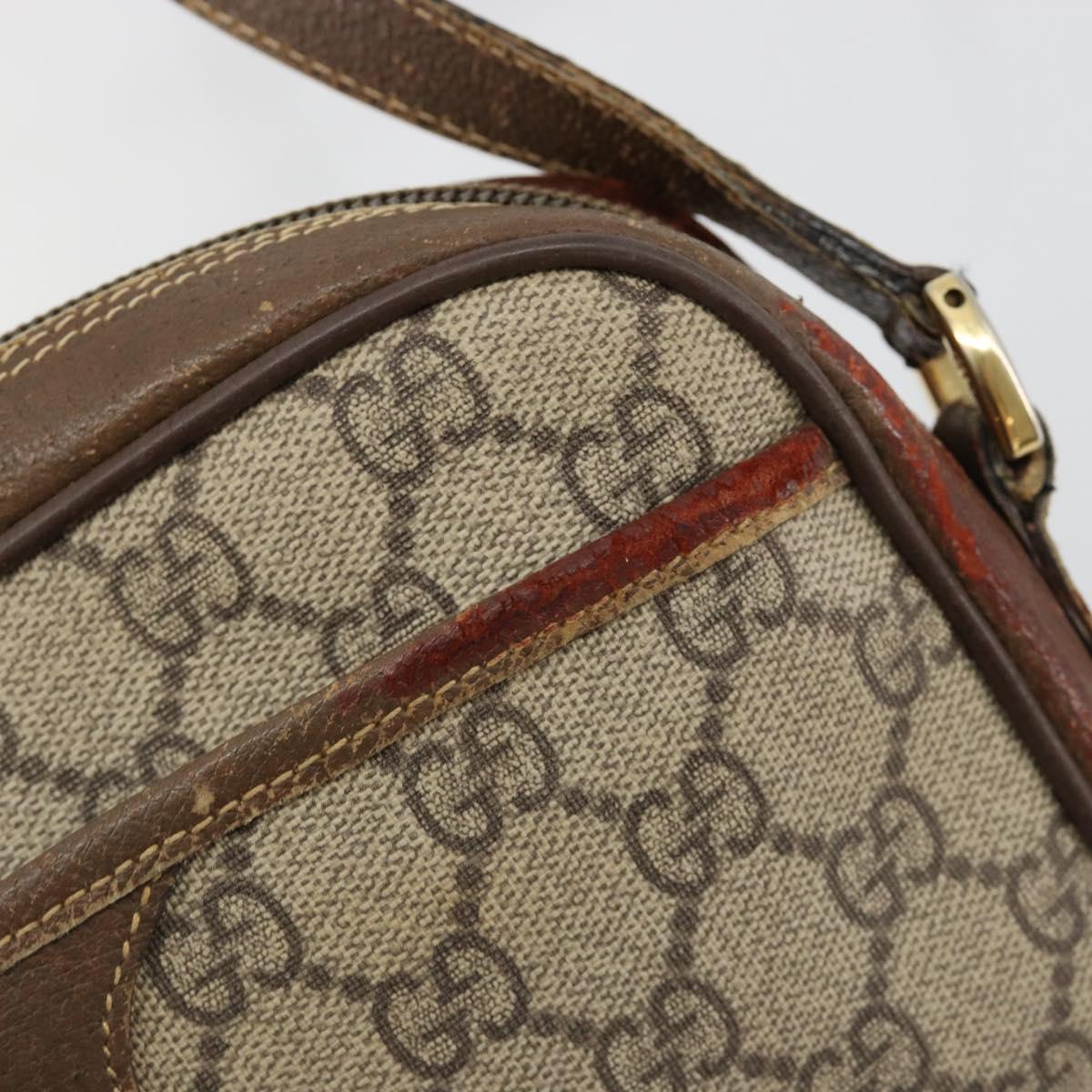 GUCCI GG Supreme Shoulder Bag PVC Beige Gold 001 58 6594 Auth BA13354