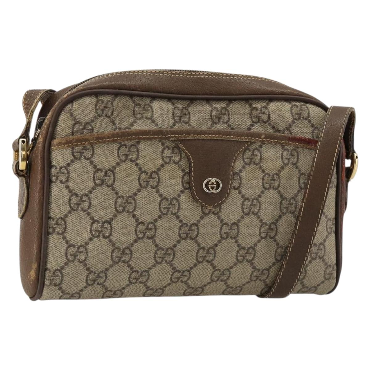 GUCCI GG Supreme Shoulder Bag PVC Beige Gold 001 58 6594 Auth BA13354