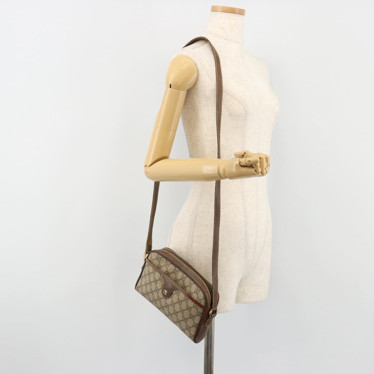 GUCCI GG Supreme Shoulder Bag PVC Beige Gold 001 58 6594 Auth BA13354