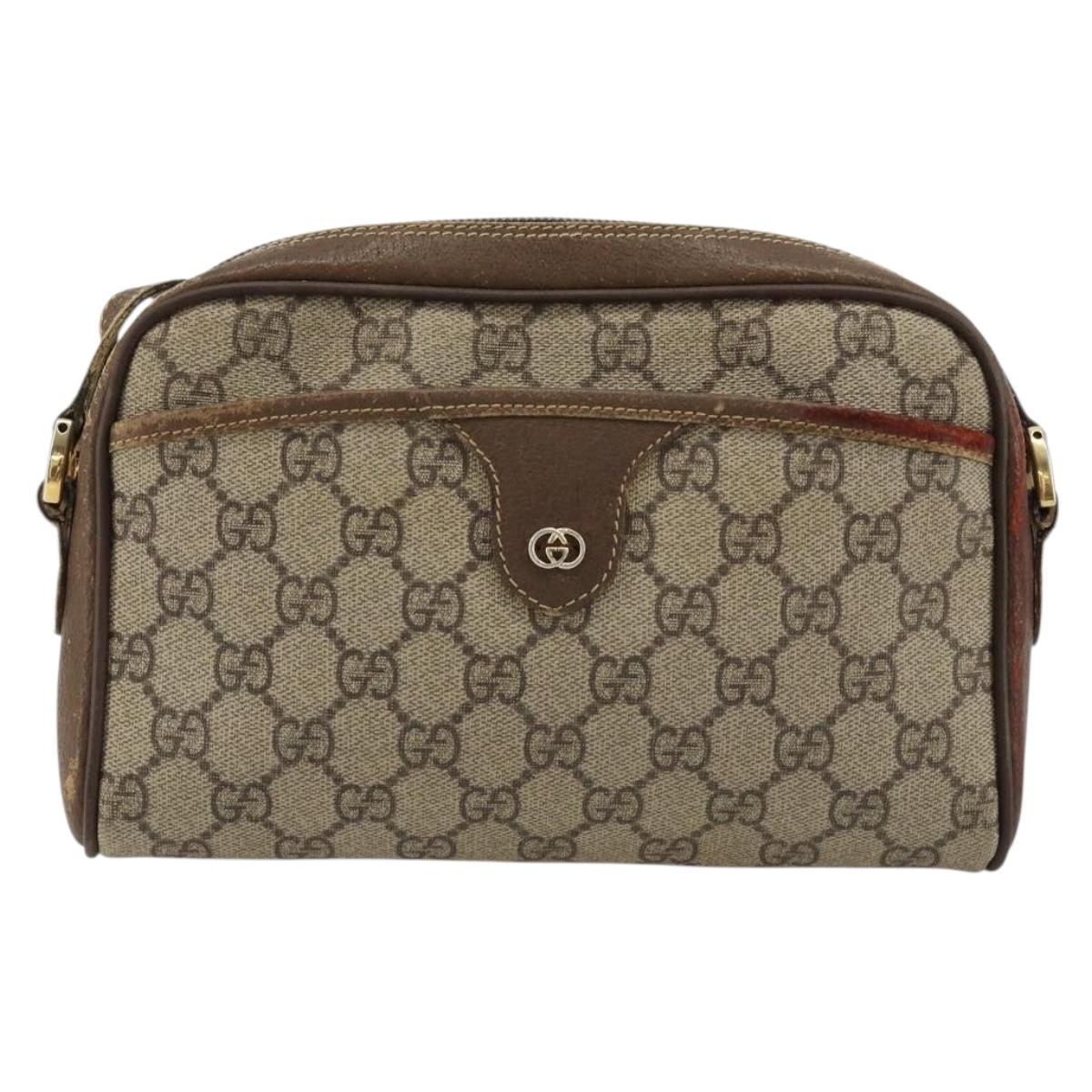 GUCCI GG Supreme Shoulder Bag PVC Beige Gold 001 58 6594 Auth BA13354