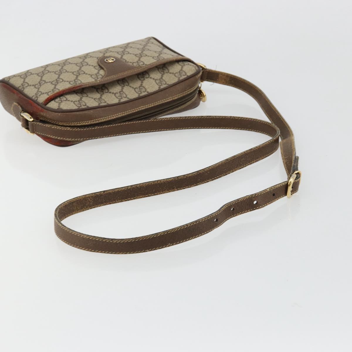 GUCCI GG Supreme Shoulder Bag PVC Beige Gold 001 58 6594 Auth BA13354