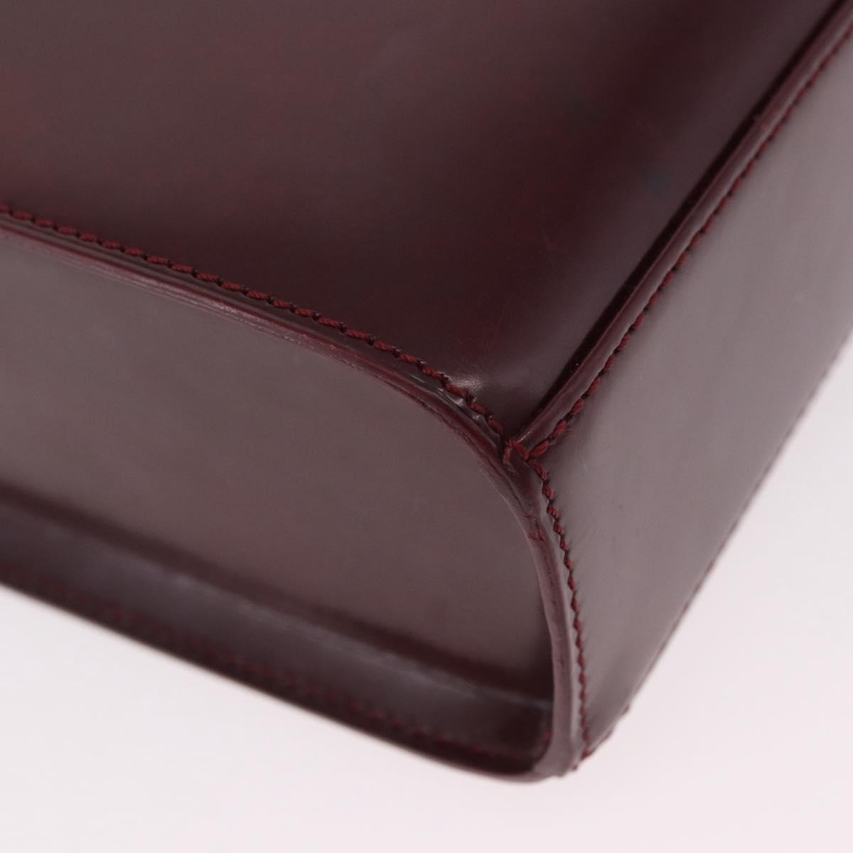 CARTIER Hand Bag Leather 2way Bordeaux Silver Auth BA13356V