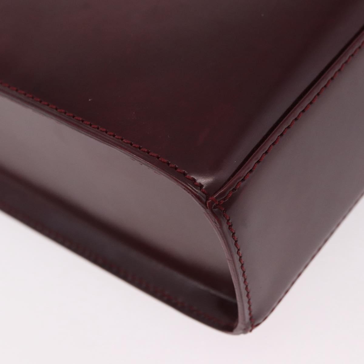 CARTIER Hand Bag Leather 2way Bordeaux Silver Auth BA13356V