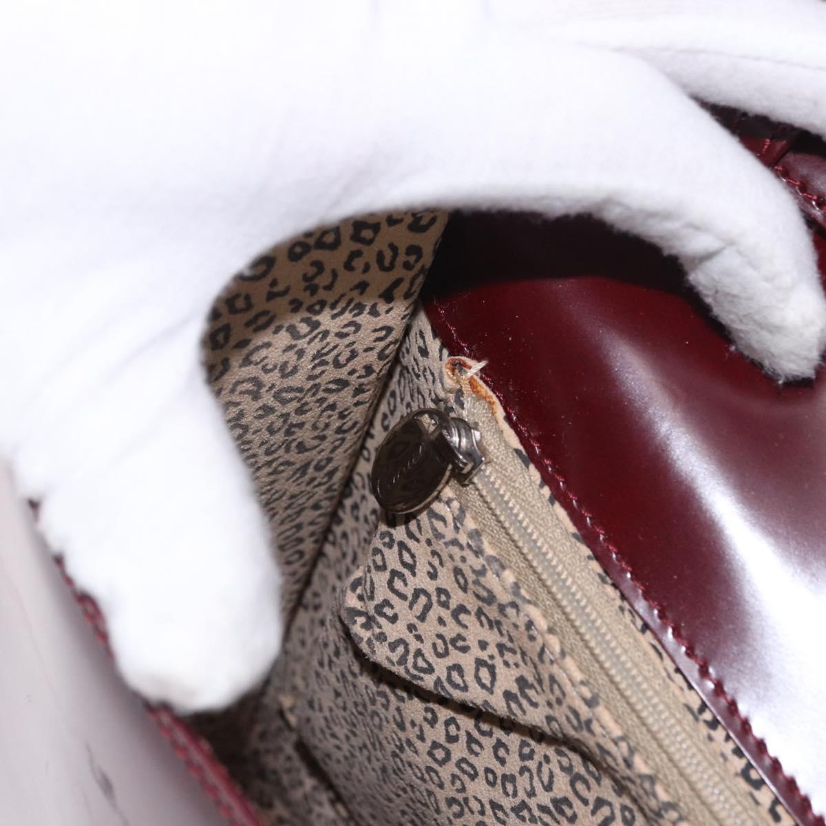 CARTIER Hand Bag Leather 2way Bordeaux Silver Auth BA13356V