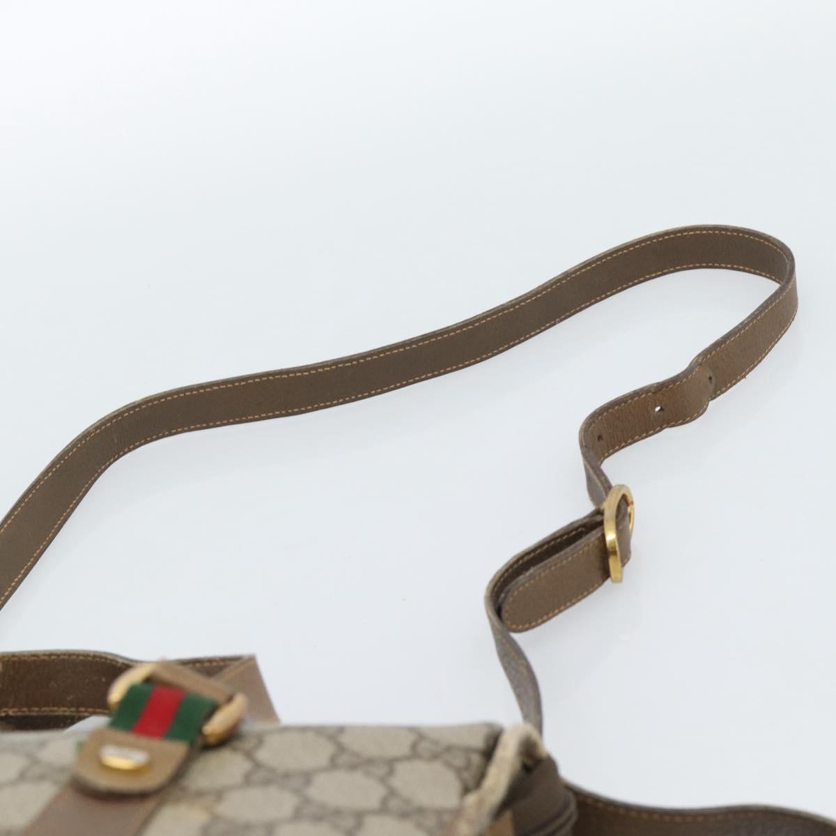 GUCCI GG Supreme Web Sherry Line Bag PVC 2way Beige Gold 41 02 039 Auth BA13358