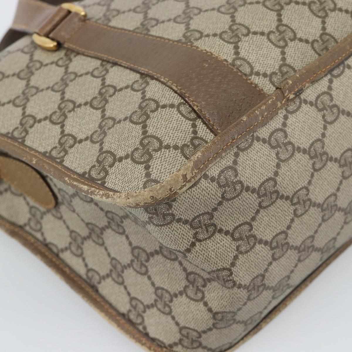 GUCCI GG Supreme Web Sherry Line Bag PVC 2way Beige Gold 41 02 039 Auth BA13358