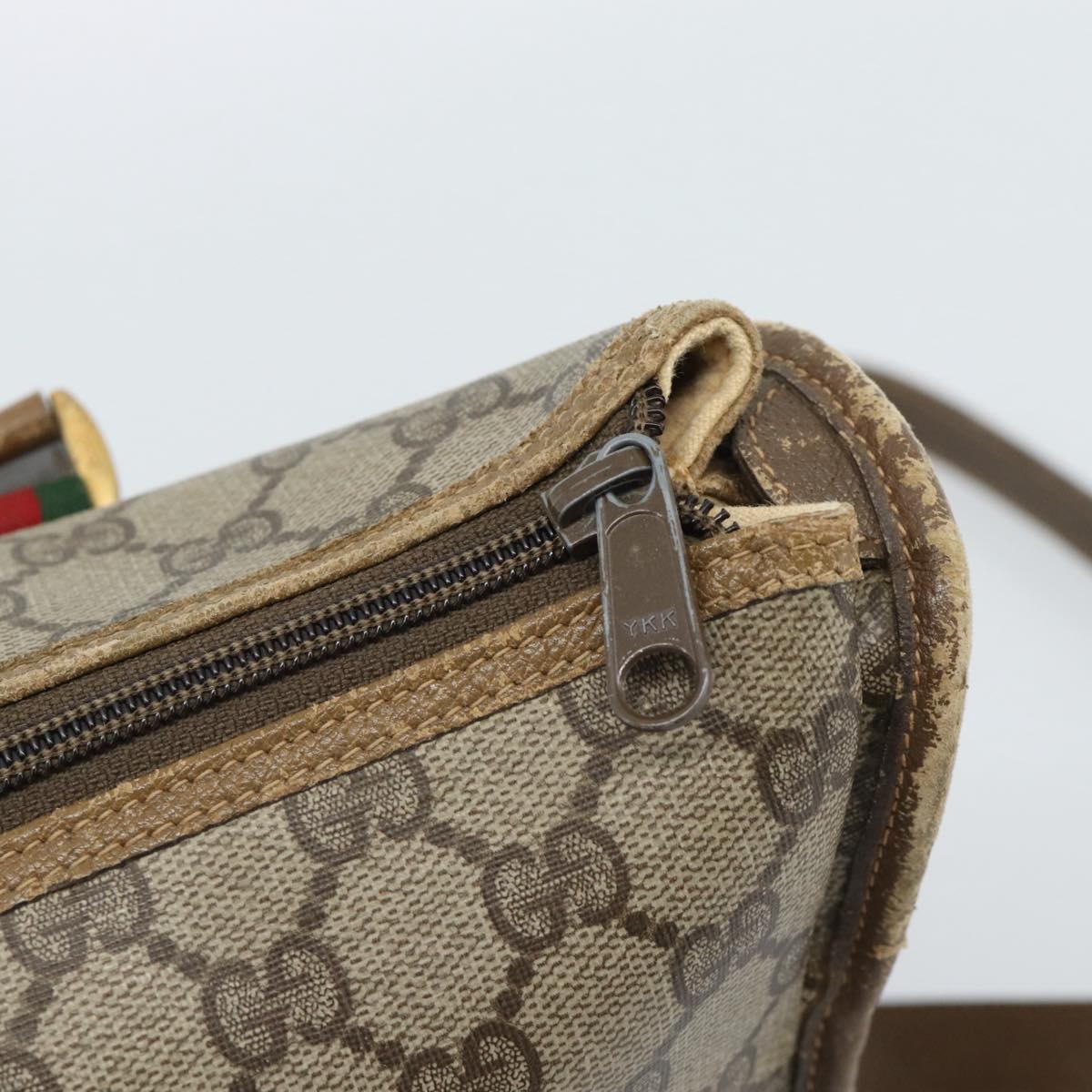 GUCCI GG Supreme Web Sherry Line Bag PVC 2way Beige Gold 41 02 039 Auth BA13358
