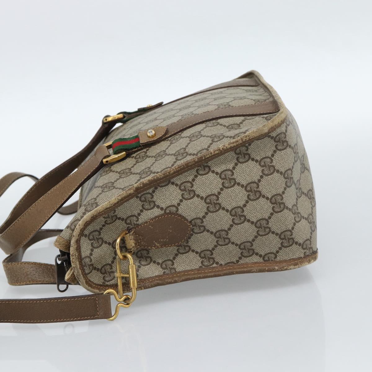GUCCI GG Supreme Web Sherry Line Bag PVC 2way Beige Gold 41 02 039 Auth BA13358