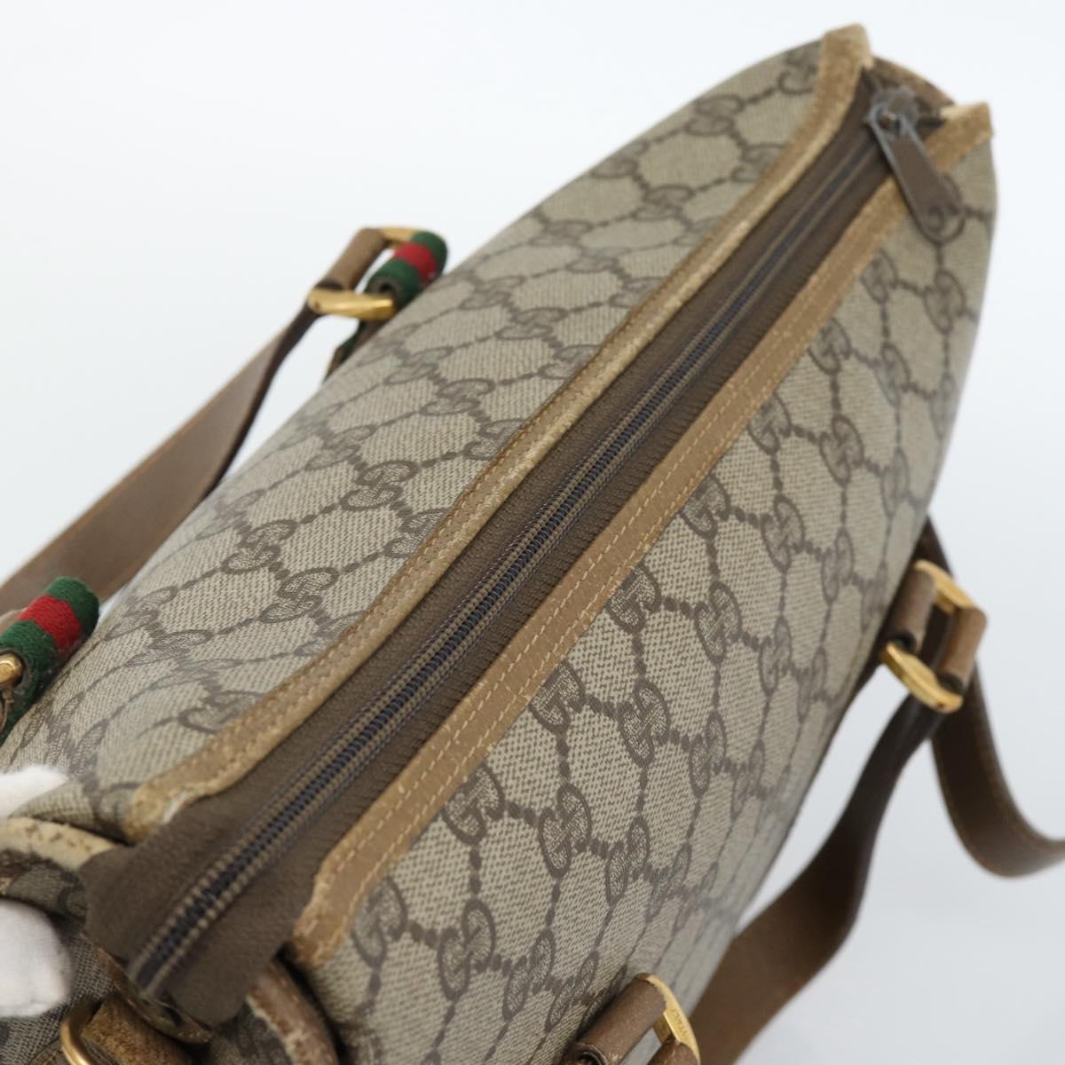 GUCCI GG Supreme Web Sherry Line Bag PVC 2way Beige Gold 41 02 039 Auth BA13358