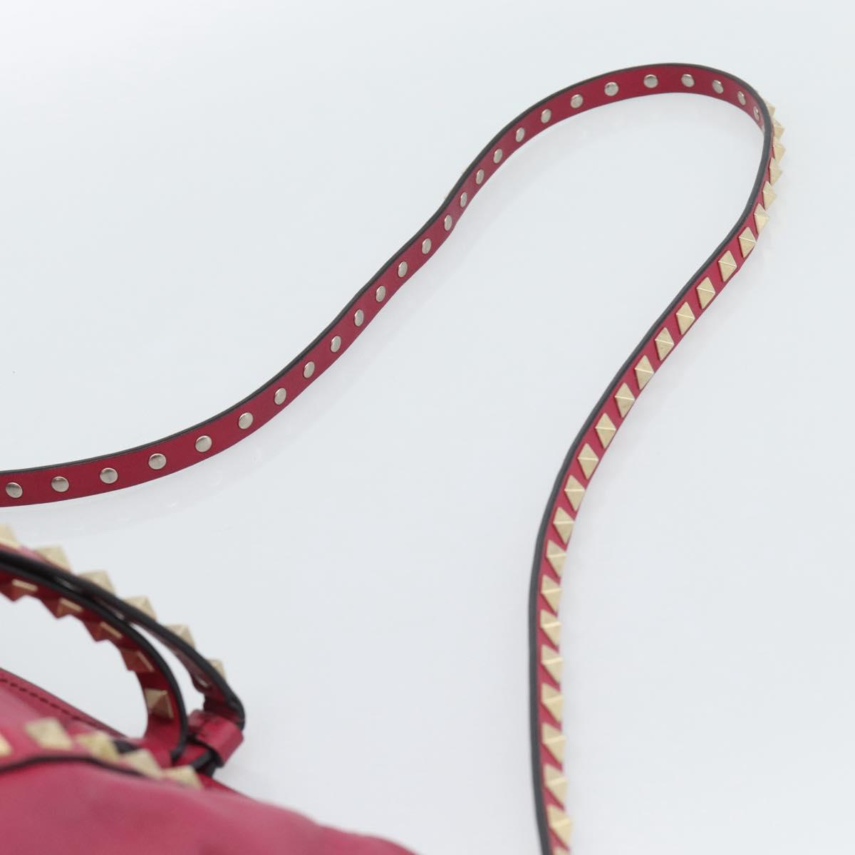 VALENTINO Studs Tote Bag Leather 2way Pink Gold Auth BA13360