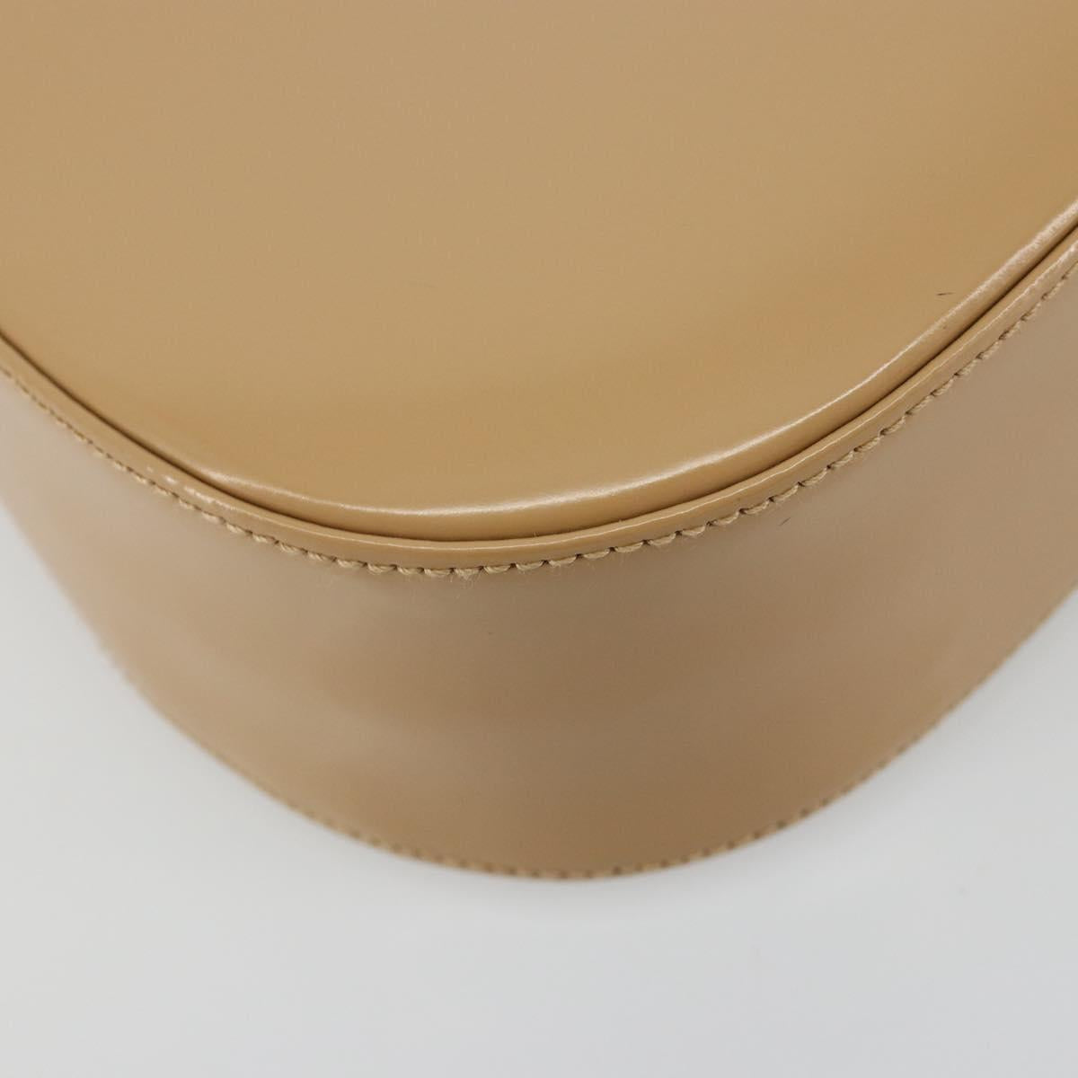 Salvatore Ferragamo Gancini Bag Patent leather Beige Silver Auth BA13361A