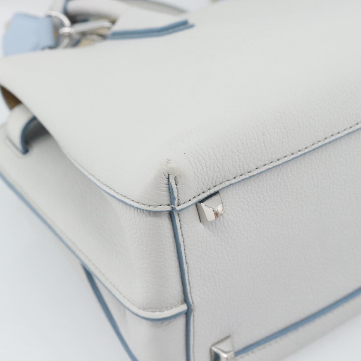 MCM Hand Bag Leather 2way Gray Silver Auth BA13363A