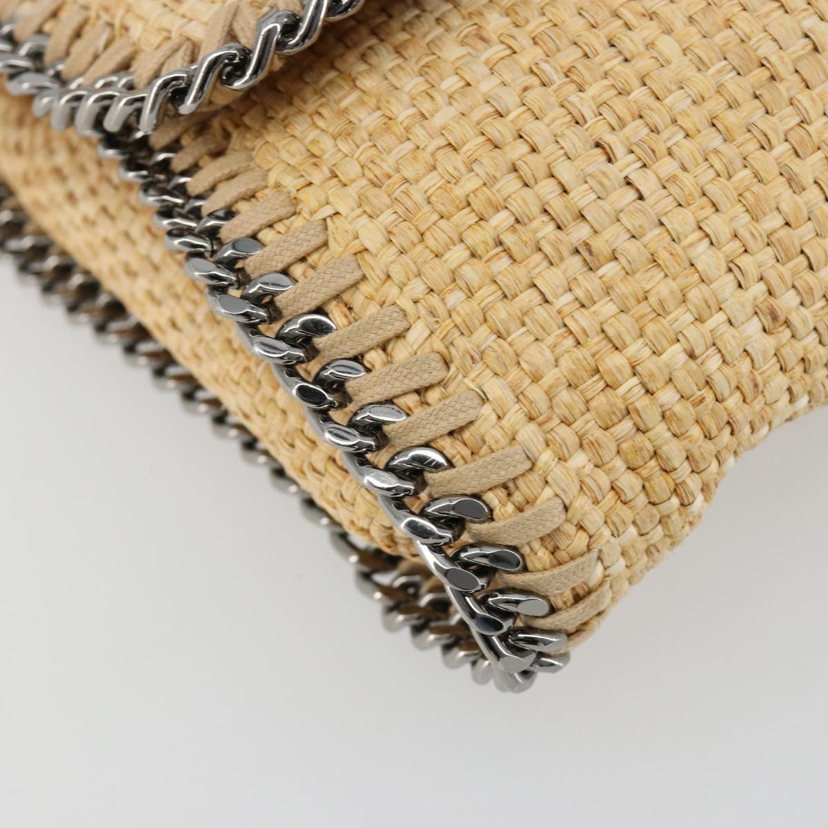 Stella MacCartney Chain Falabella Bag Raffia Beige Silver 512064 Auth BA13364A