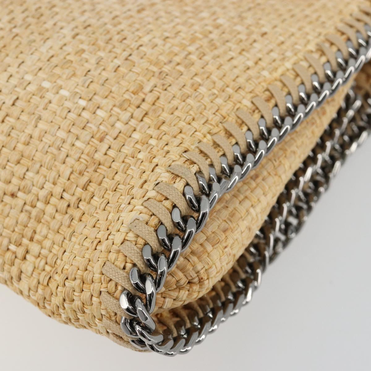 Stella MacCartney Chain Falabella Bag Raffia Beige Silver 512064 Auth BA13364A