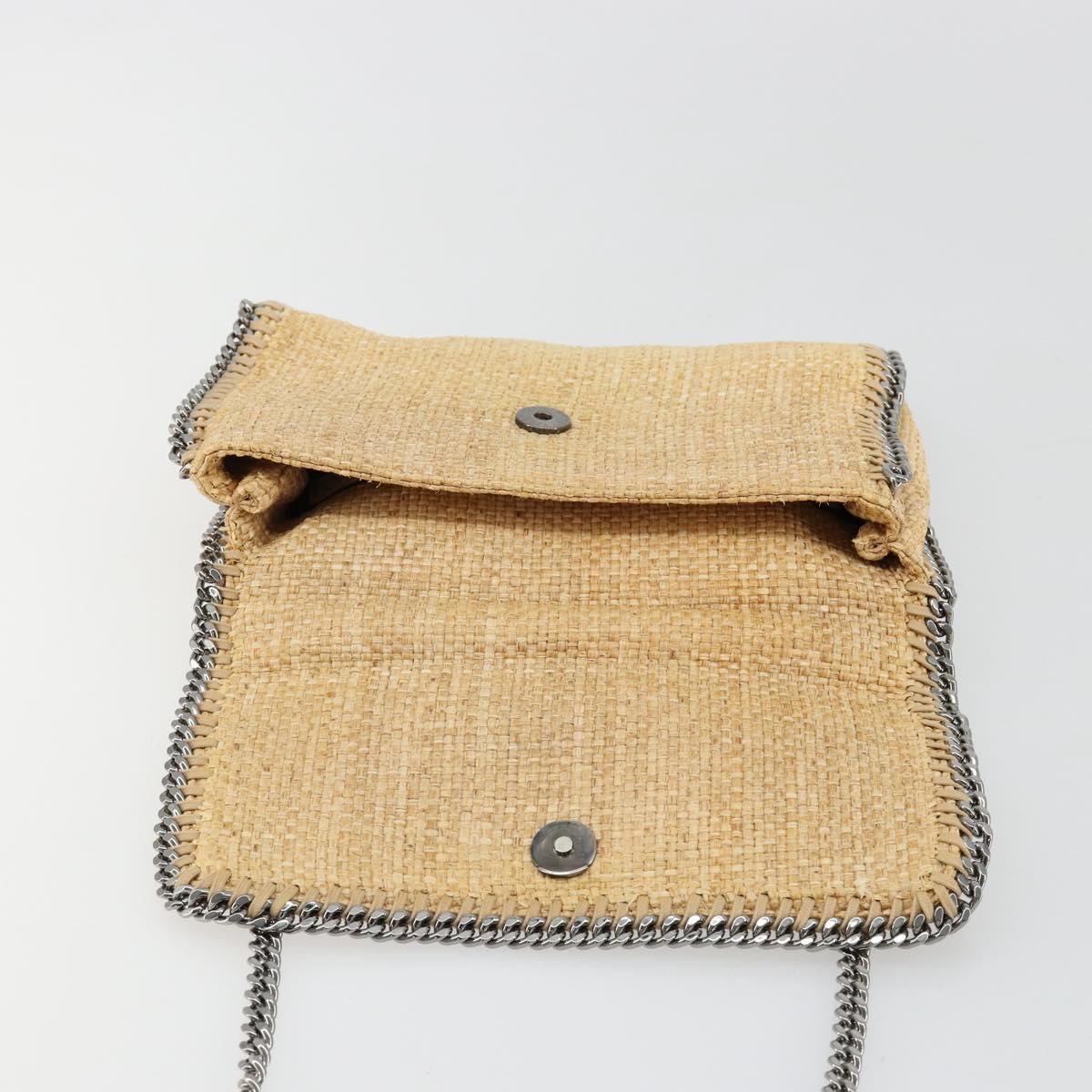 Stella MacCartney Chain Falabella Bag Raffia Beige Silver 512064 Auth BA13364A