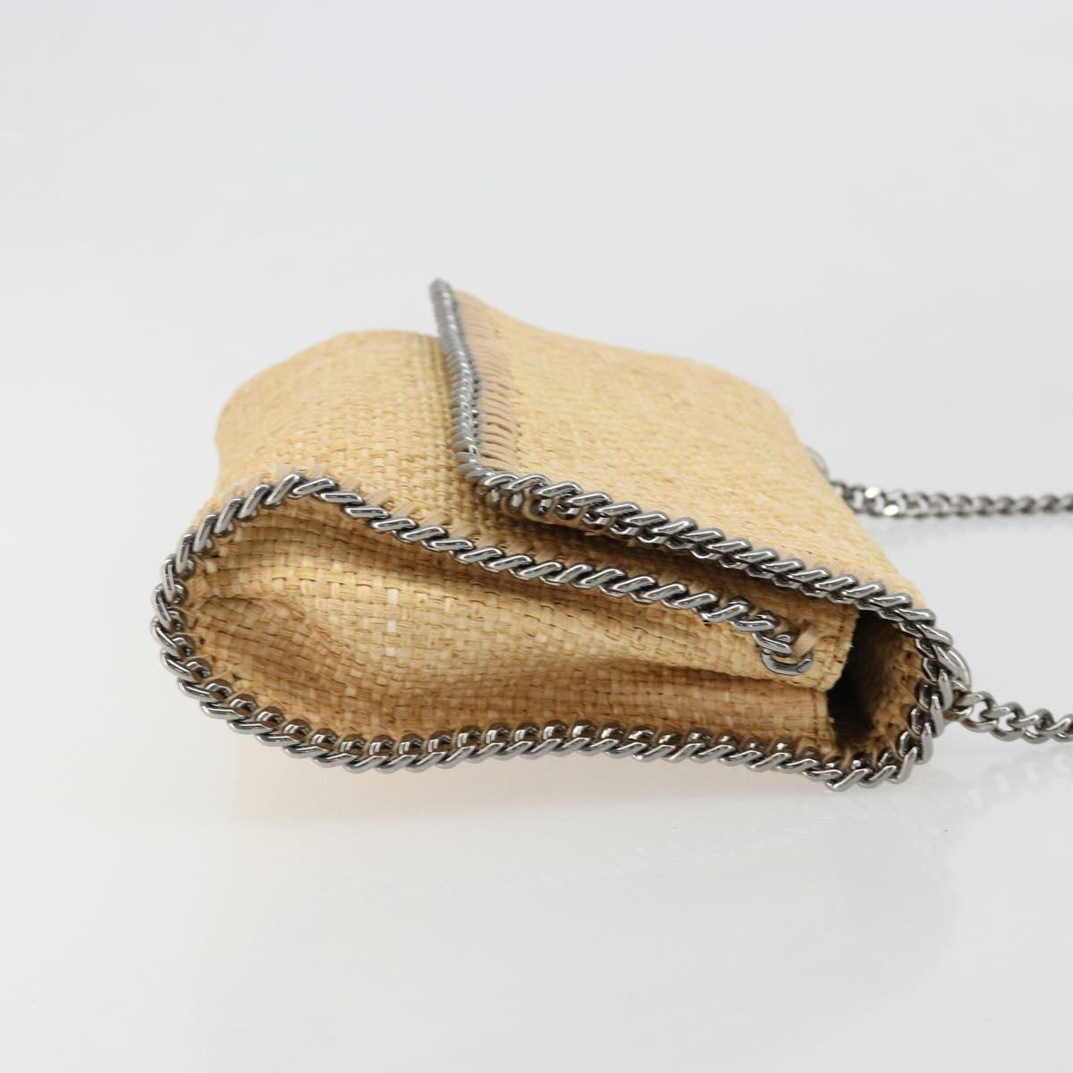 Stella MacCartney Chain Falabella Bag Raffia Beige Silver 512064 Auth BA13364A