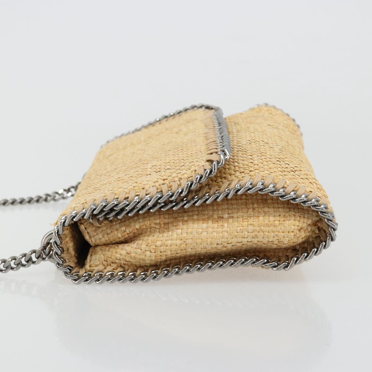 Stella MacCartney Chain Falabella Bag Raffia Beige Silver 512064 Auth BA13364A