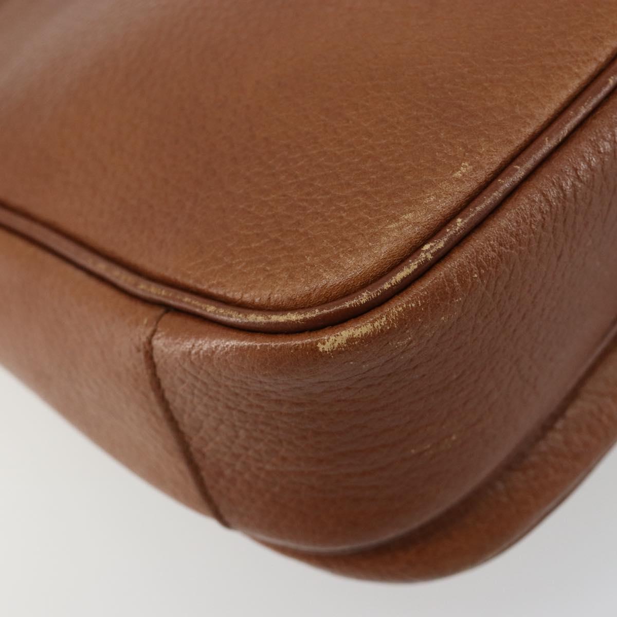 Burberrys Shoulder Bag Leather Brown Gold Auth BA13366