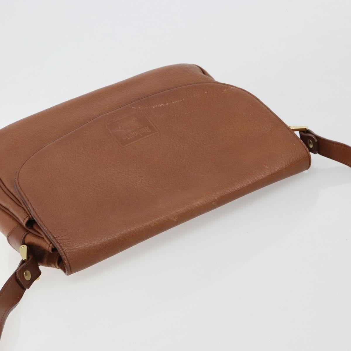 Burberrys Shoulder Bag Leather Brown Gold Auth BA13366