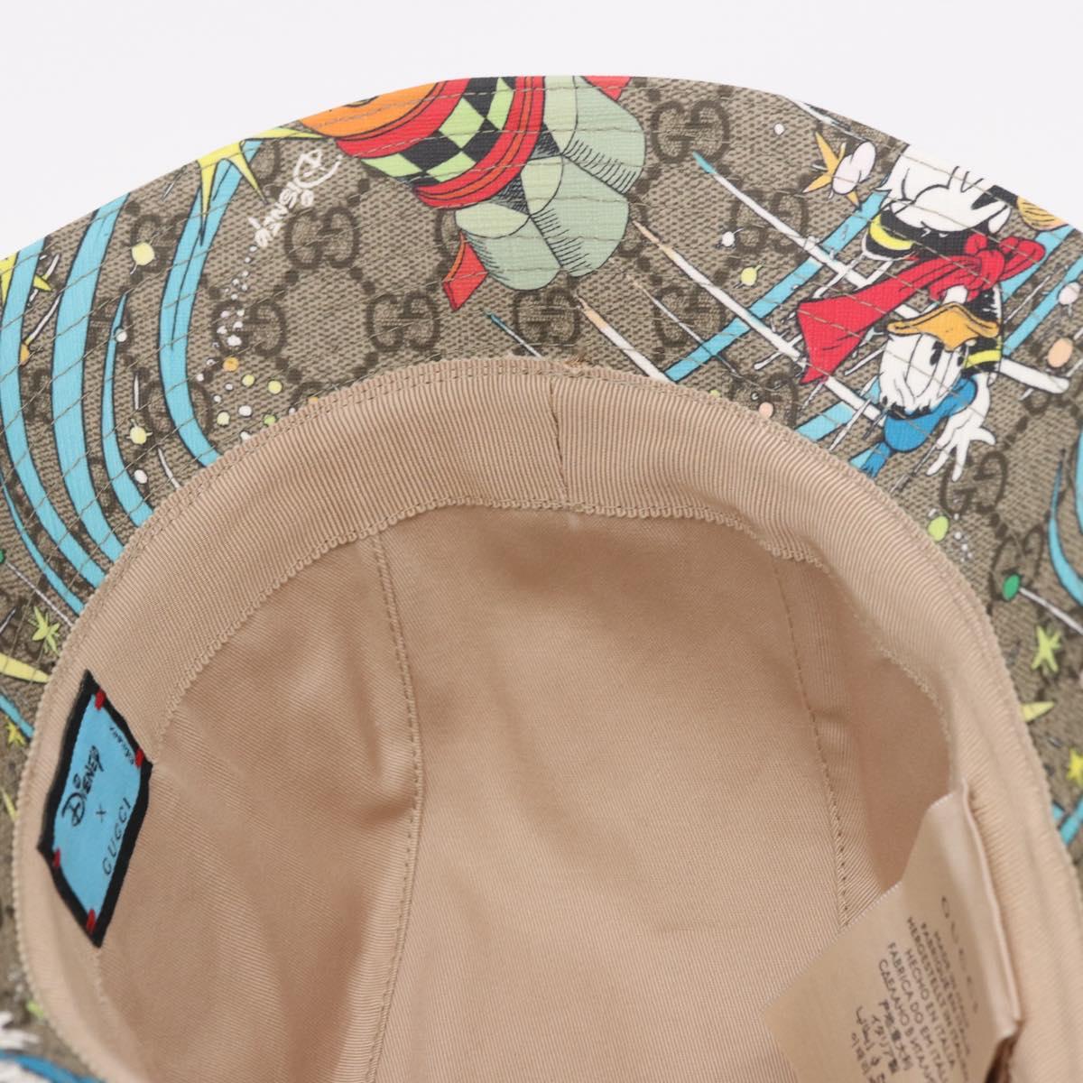 GUCCI GG Supreme Disney Donald Duck Hat PVC M Beige Auth BA13368SM