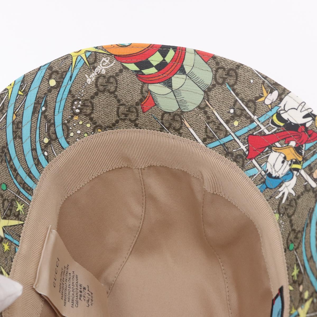 GUCCI GG Supreme Disney Donald Duck Hat PVC M Beige Auth BA13368SM
