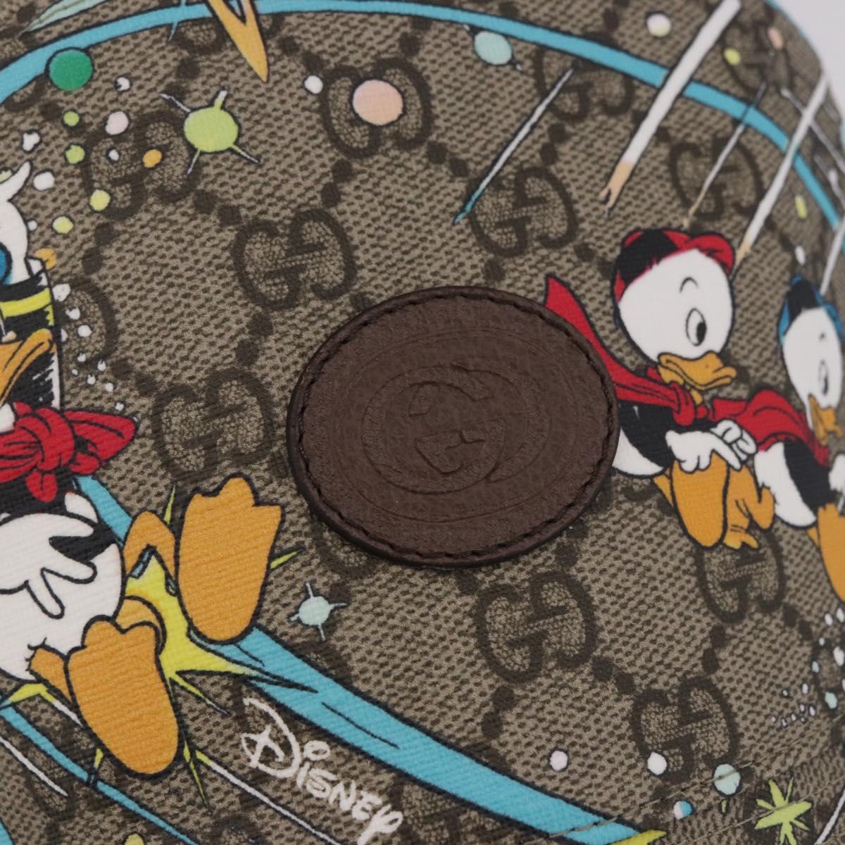 GUCCI GG Supreme Disney Donald Duck Hat PVC M Beige Auth BA13368SM