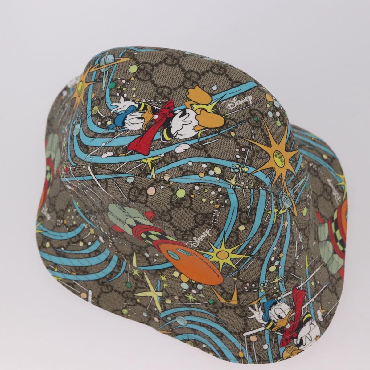 GUCCI GG Supreme Disney Donald Duck Hat PVC M Beige Auth BA13368SM