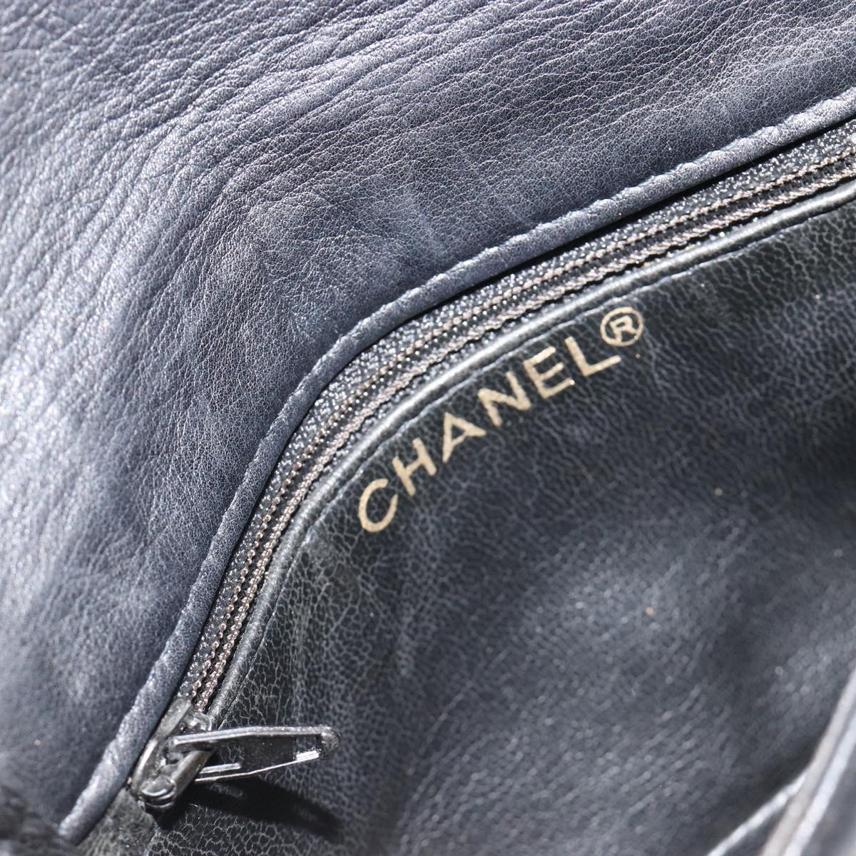 CHANEL Bicolore Waist bag Lamb Skin Black Gold CC Auth BA13369