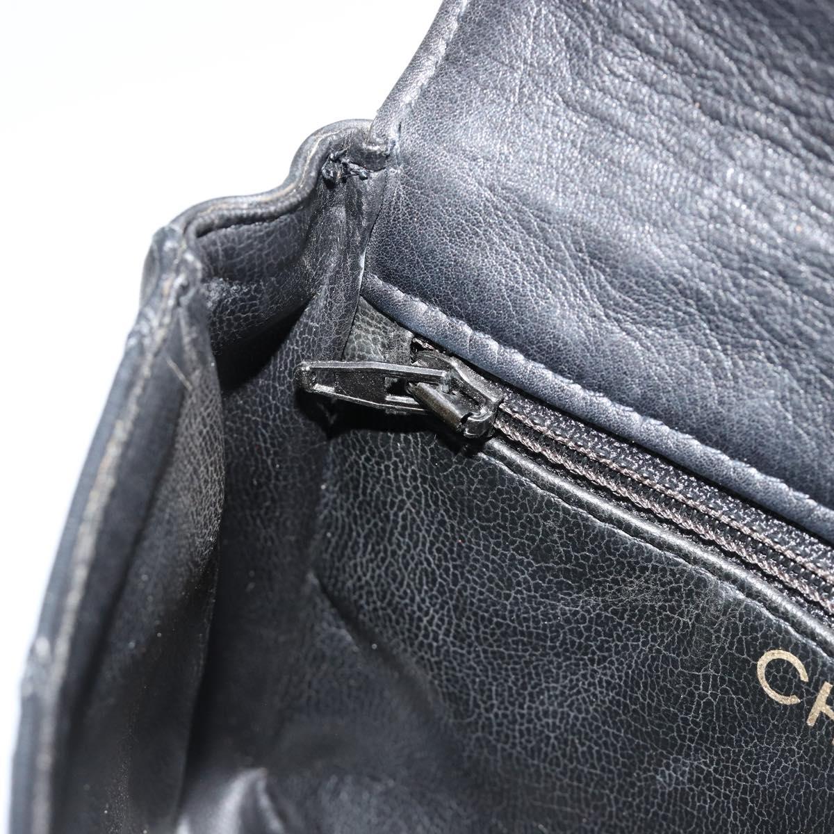 CHANEL Bicolore Waist bag Lamb Skin Black Gold CC Auth BA13369