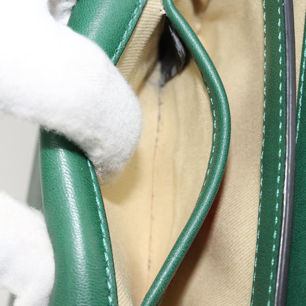 VALENTINO Rock Studs Chain Shoulder Bag Leather Green Gold Auth BA13370A