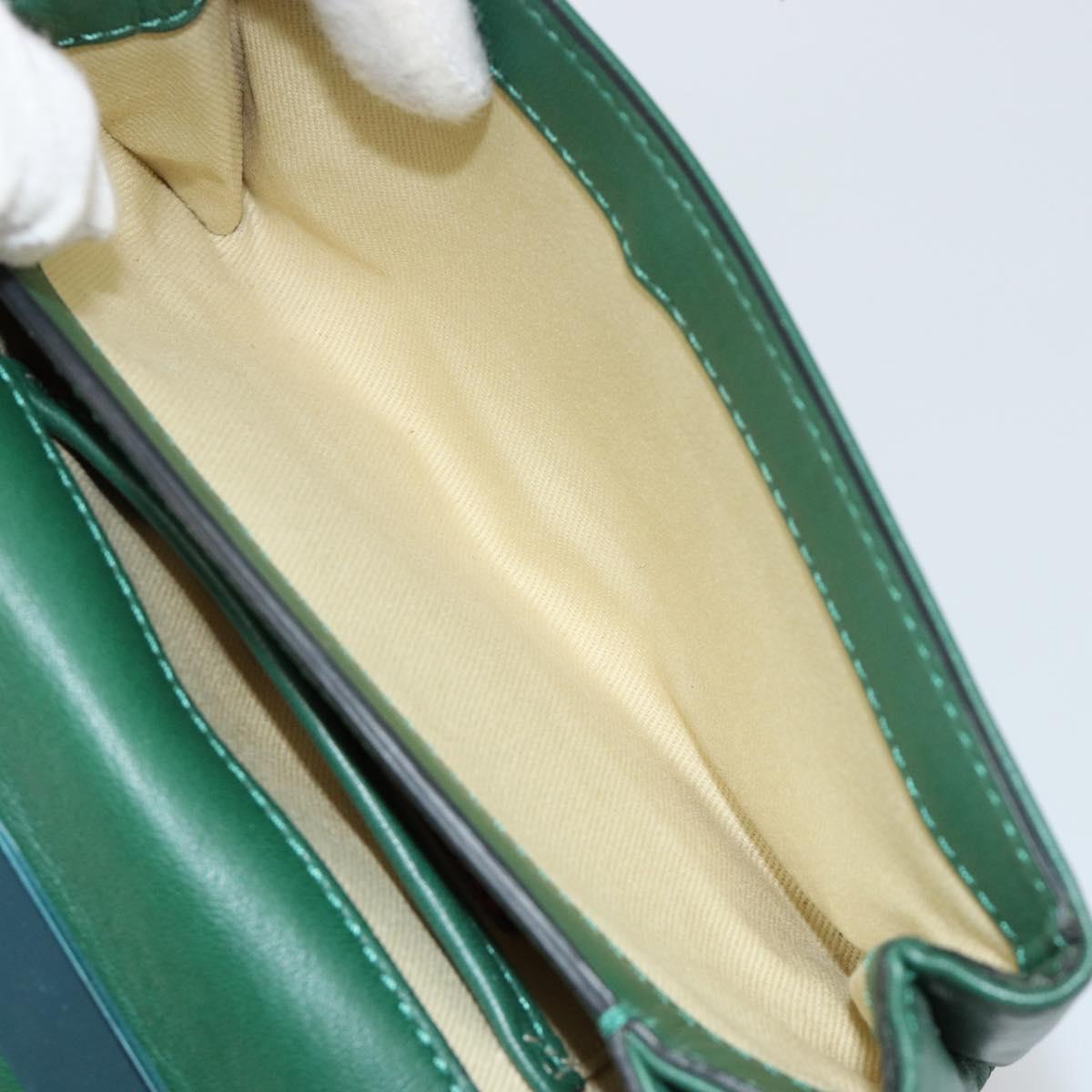 VALENTINO Rock Studs Chain Shoulder Bag Leather Green Gold Auth BA13370A