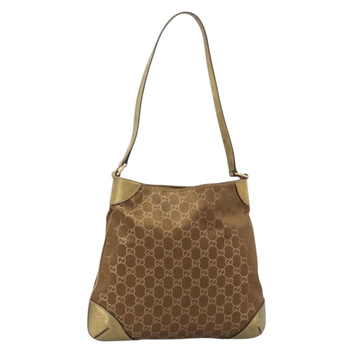 GUCCI GG Canvas Shoulder Bag Gold 257296 Auth BA13375